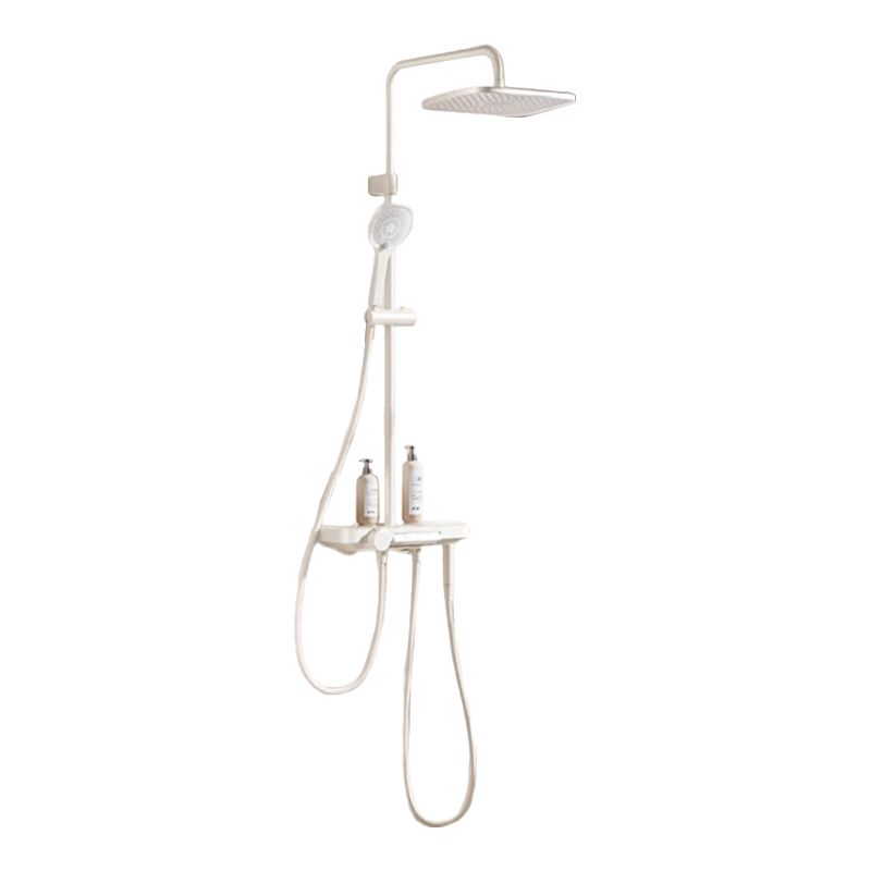 九牧（JOMOO）淋浴花洒套装增压除垢淋雨花洒增压喷枪方形大顶喷洗澡沐浴淋浴器 新品琴键增压淋浴器-奶油白36677