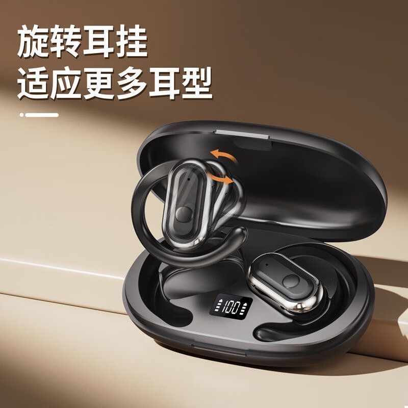 夏新(Amoi)柏林之音 2025最新款 开放式蓝牙耳机无线挂耳式超长续航不入耳降噪耳机 白色丨智能蓝牙5.4双芯丨更舒适