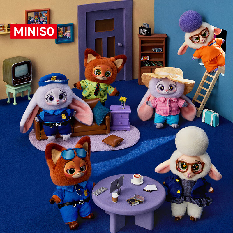 名创优品（MINISO）迪士尼疯狂动物城系列搪胶毛绒公仔盲盒玩具摆件生日礼物男女端盒