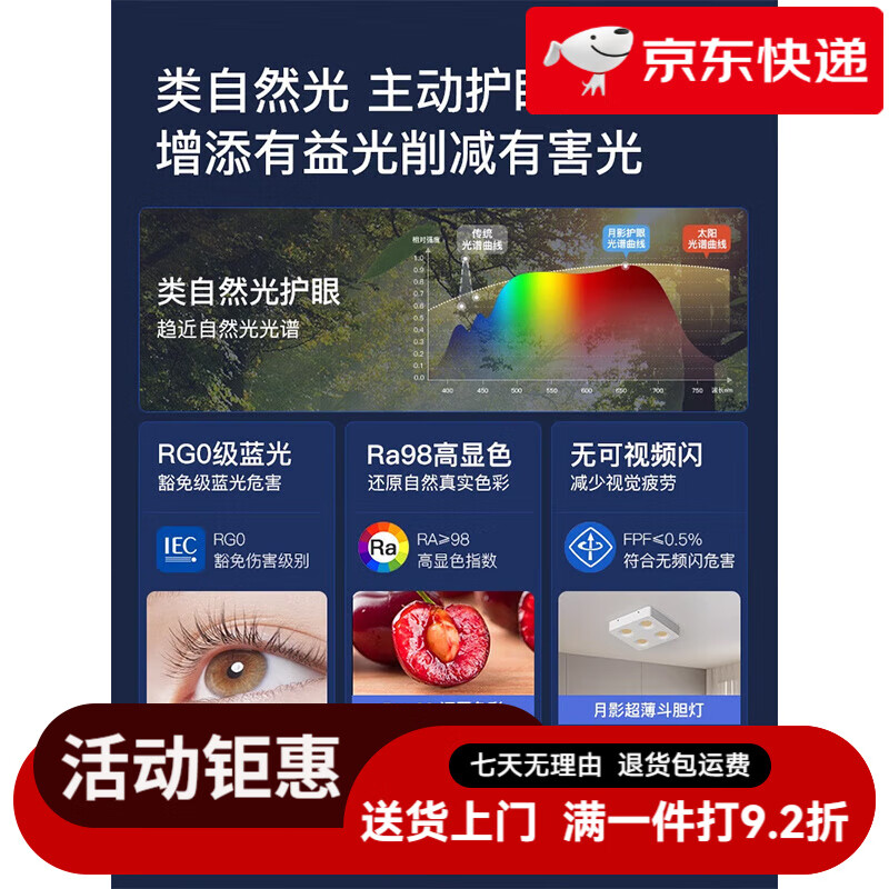 月影全光譜2代斗膽燈明裝射燈無(wú)主燈客廳照明LED泛光筒燈 4*9W射燈【雙核芯片】4000K_全白
