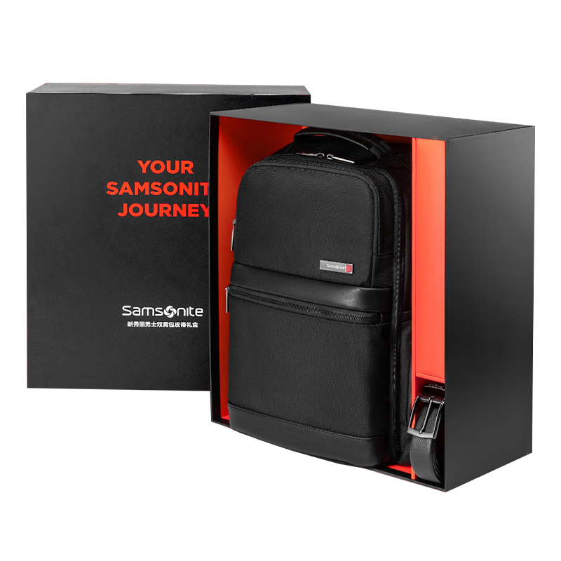 新秀丽（Samsonite）商务电脑包双肩包男士商务旅行包出差大容量背包配皮带 生日礼物