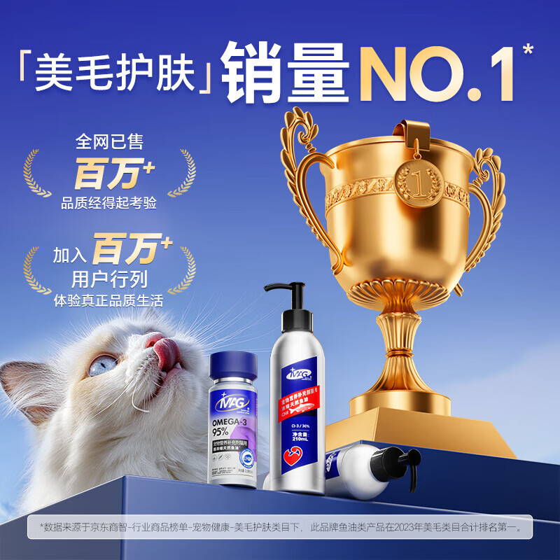 MAG猫咪鱼油210ml/瓶 美毛护肤宠物鱼油长毛猫有助改善掉毛脱毛 210ml猫用鱼油