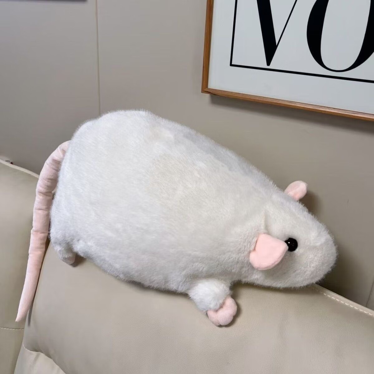 花枝鼠玩偶可爱仿真玩偶毛绒玩具灰老鼠公仔睡觉抱枕礼物送女友 白色