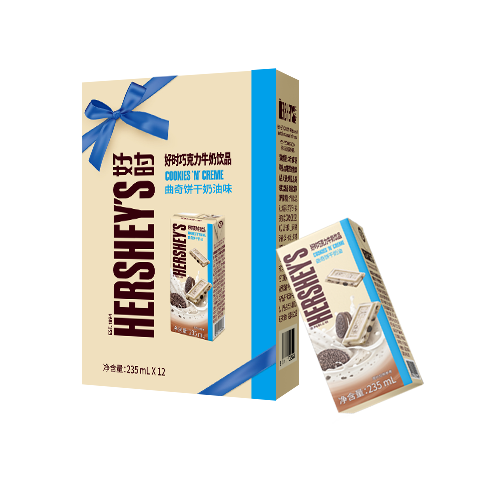 好时（Hershey’s）饮料 美国巧克力牛奶饮品曲奇饼干奶油味礼盒装235ml*12盒
