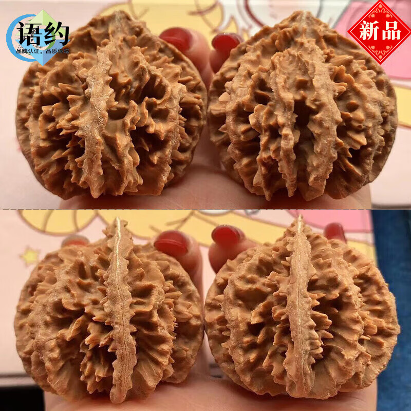 语约 陕西秦岭野生文玩大灯笼秋子核桃 八棱粗筋扎手刺多手把玩件古玩