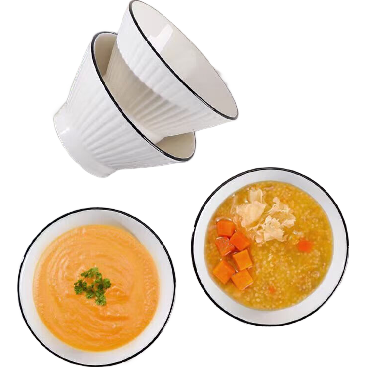 北欧风日式陶瓷斗笠碗吃饭碗家用5英寸斗笠碗釉下彩高脚碗米饭碗 5英寸山田斗笠碗【2只装】