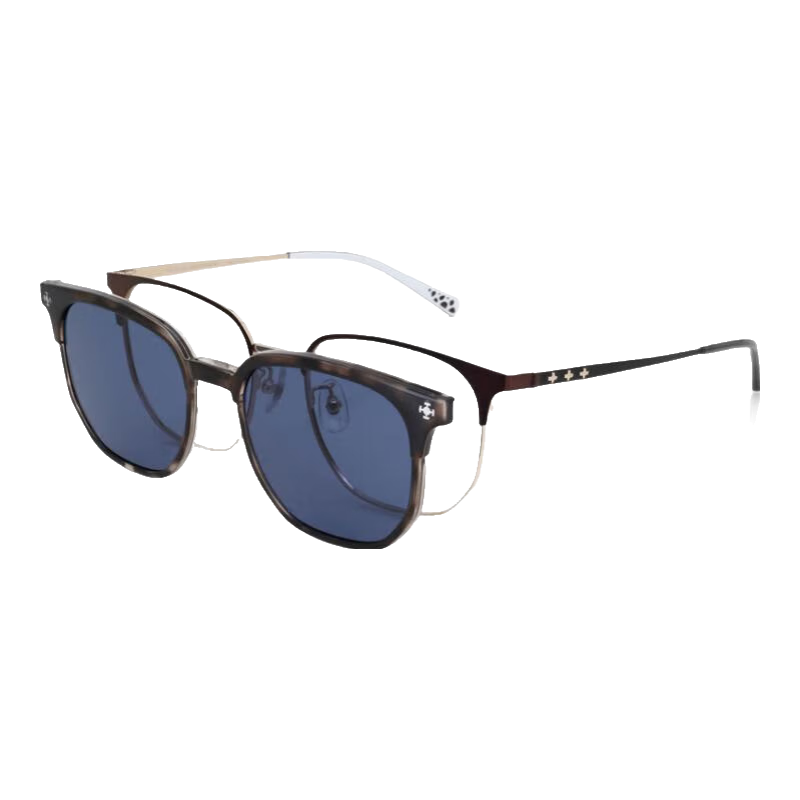 睛姿（JINS）航海王合作款近視眼鏡貼片磁吸墨鏡可加配防藍光鏡片UMF25S122 88金×棕色 1.60(較薄)