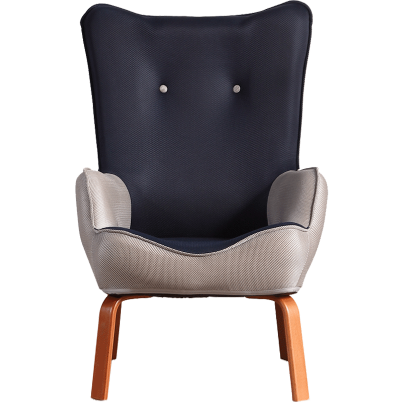 LazyDiary懒人沙发单人沙发可折叠高靠背布艺沙发现代简约客厅卧室会客椅阳台休闲椅 藏青色(20cm腿)(007)