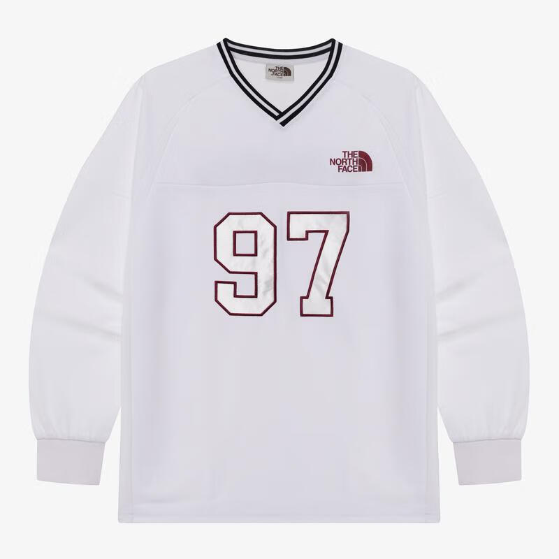 北面（The North Face）中性长袖圆领T恤透气舒适休闲衣裤男款潮流百搭 WHITE 100L