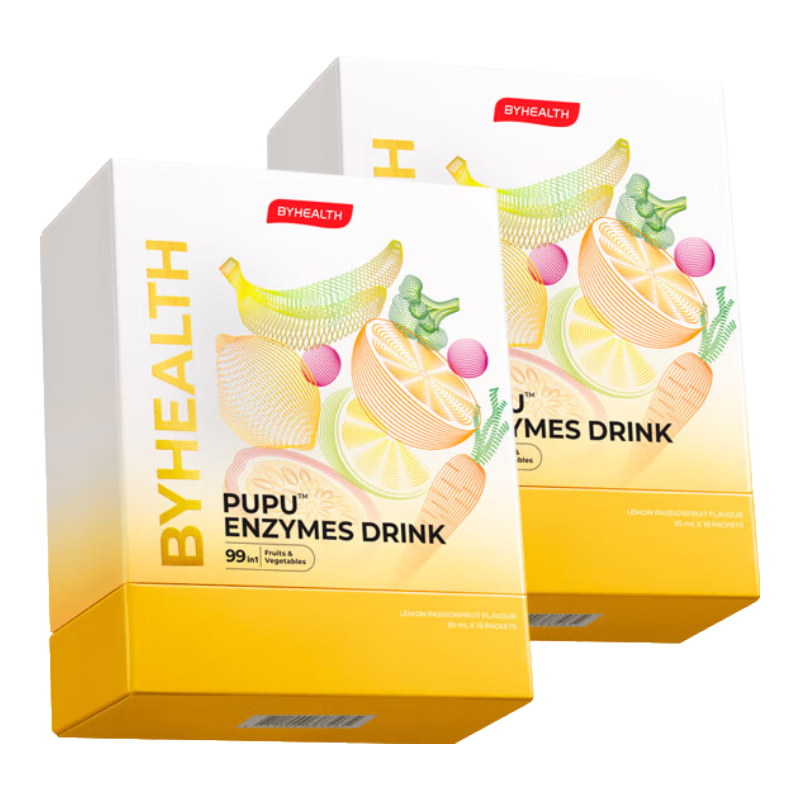 BYHEALTH酵素pupu饮清肠通便秘提代谢排油排宿便美白膳食纤维西梅汁 【轻松排油排毒】 15袋*2盒