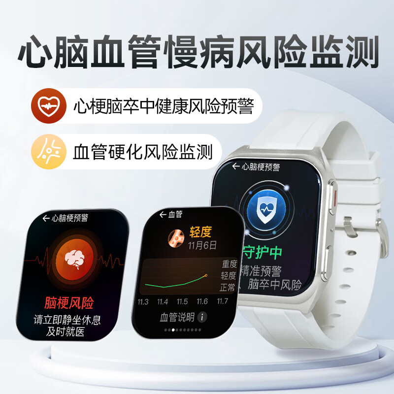 安顿心梗脑卒中智能健康预警手表血压血糖趋势手环手表心率血氧血脂健康预警手表送礼老年人新品 至尊全维版-【钛空灰】赠冷灰氟橡胶表带*1
