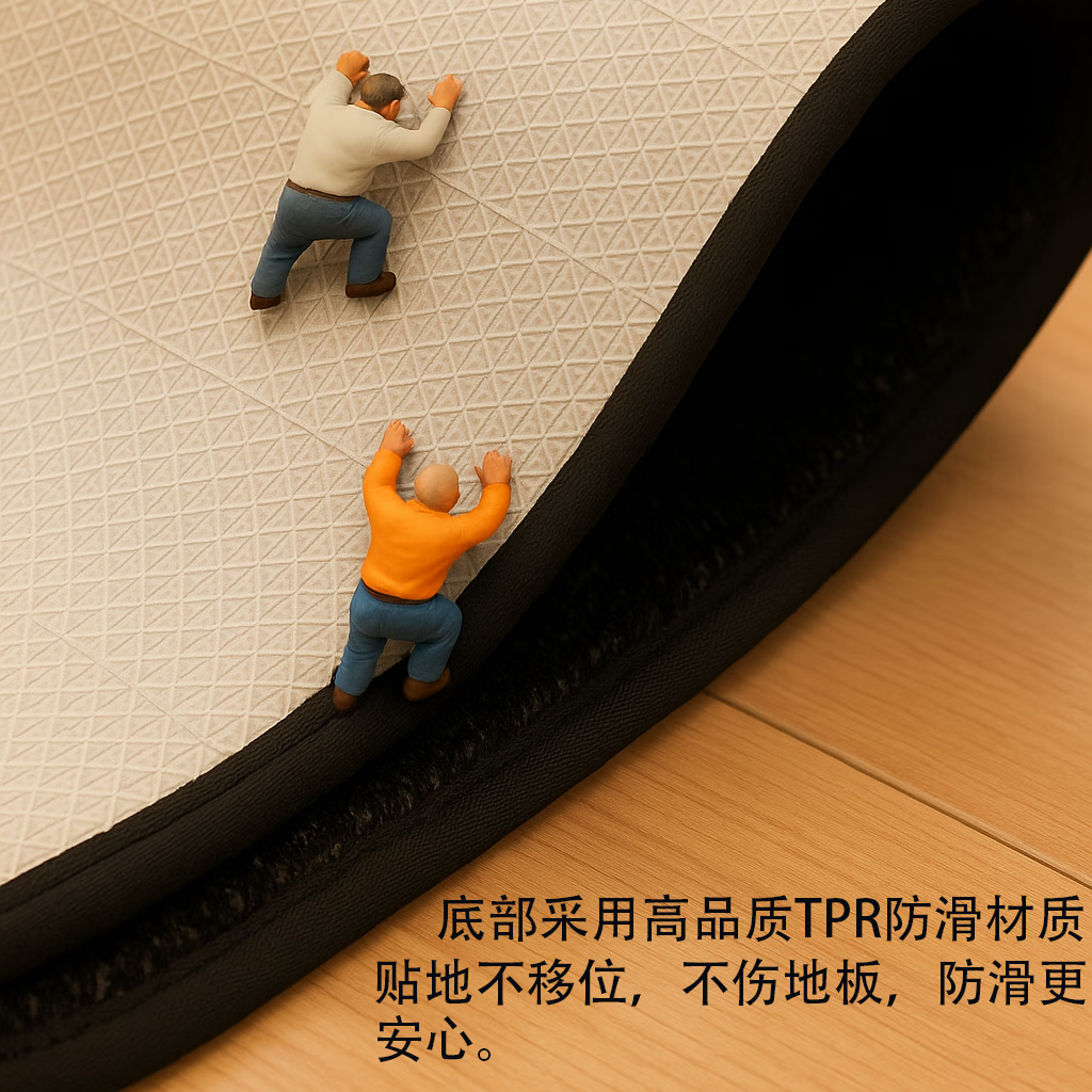 FAMILY HOUSE渐变方格地垫 家用浴室卫生间柔软亲肤防滑吸水地垫 暖阳木光 80cm*50cm