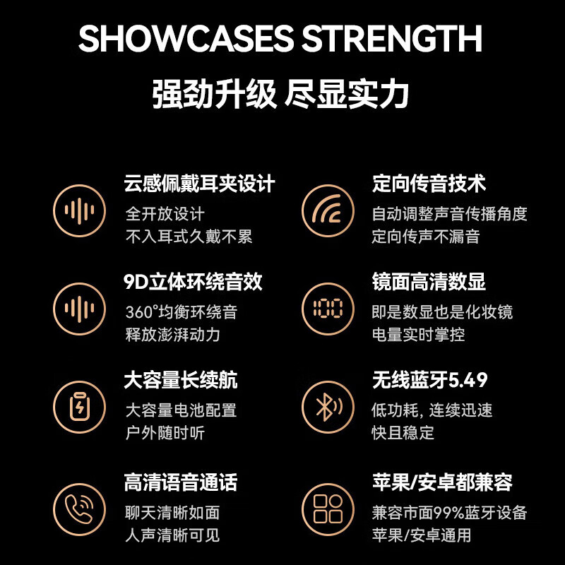 知光者【2025最新款丨HIFI全景音】骨传导概念蓝牙耳机耳夹式不入耳超长续航大容量运动跑步骑车高音质 白色【柏林之声丨HIFI音效】