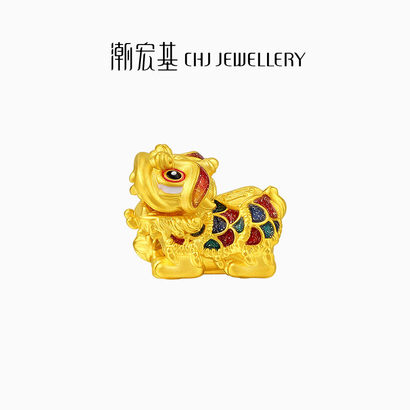 潮宏基 喜狮-醒狮黄金转运珠足金手链女祥云送女友生日礼物TK F 单串珠 不含链