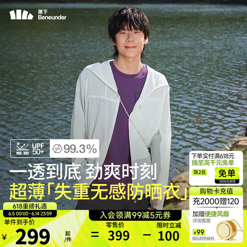蕉下（beneunder）防曬衣男士夏季新品長袖防紫外線防曬服短外套輕薄透氣VT40624 銀河灰 L