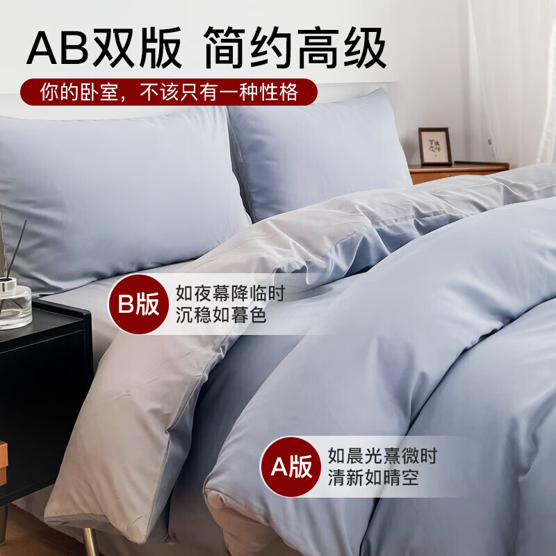 皇冠卡通系列柔软亲肤舒适透气磨毛巾用品FX 【亲肤四件套】蓝灰200*230cm