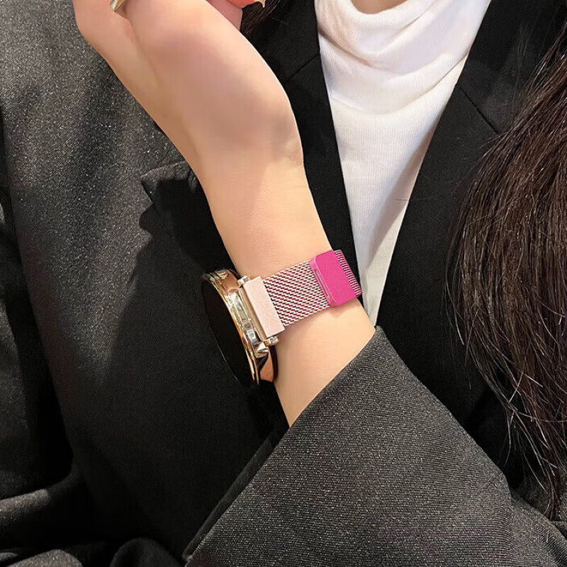 适用华为gt6表带gt5pro金属米兰尼斯磁吸渐变watch5/4pro/3/2女夏 香芋粉双色 磁吸米兰 新品华为Watch5 46mm