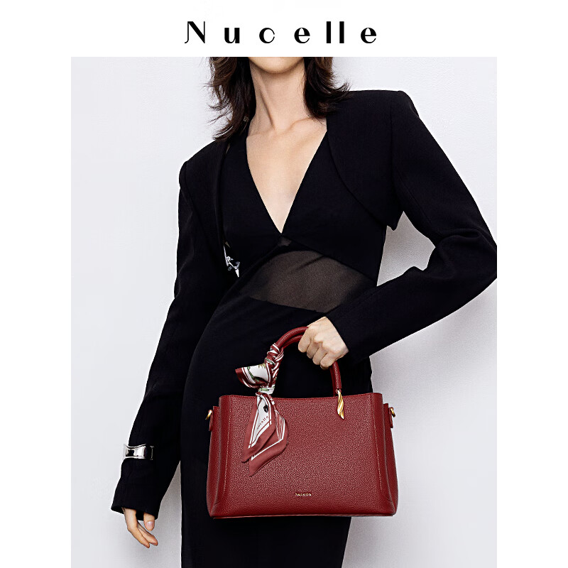 紐芝蘭（NUCELLE）【新品】NU紐芝蘭媽媽手提紅色包包2025新款新娘結婚包單肩斜挎大 朱櫻紅(贈絲巾)