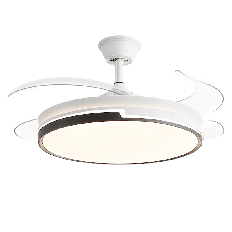 惠普风扇灯普瑞护眼LED隐形扇叶餐厅遥控调光一体吊扇灯中山灯具