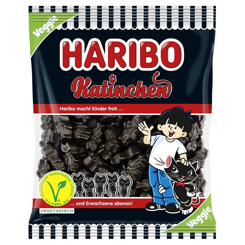 哈瑞寶（Haribo）德國(guó)進(jìn)口哈瑞寶貓仔造型甘草味軟糖175g整蠱怪味甘草糖零食 貓仔造型甘草味糖果175g/袋