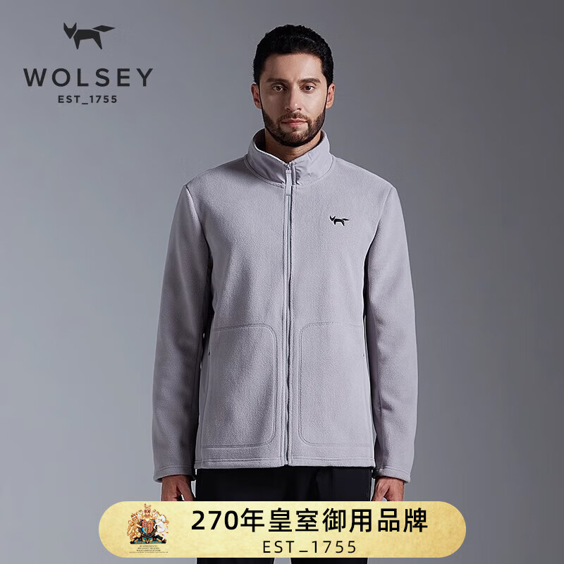 WOLSEY斯可斐抓绒衣外套加厚保暖防风立领上衣户外休闲秋冬男夹克 银灰色 L 175