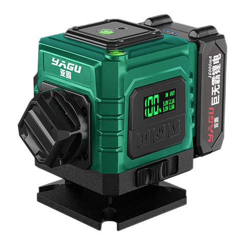 百亿补贴：亚固12线水平仪高精度红外线室外强光激光细线绿光蓝光贴地贴墙仪户外 【数显中控】绿光8线豪华套+脚架 191.6元