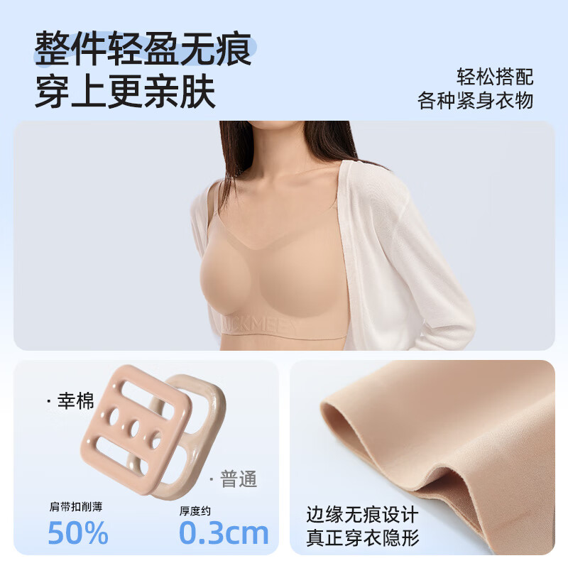 幸棉【明星同款】粉底液内衣女无尺码文胸方领无痕细肩带背心隐形 【2件背心款】隐形肤+黑色 均码 PLUS (B-D杯/底围85-90CM)