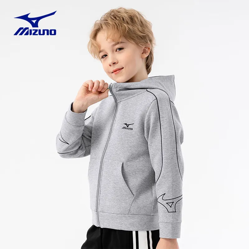 美津浓(MIZUNO) 儿童外套男2026年秋冬季连帽儿童休闲卫衣亲肤透气运动外套男 花灰色 165 CM(100-115斤)
