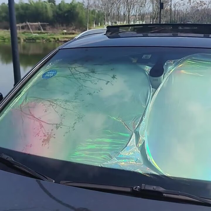 枫雾汽车遮阳伞车内隔热遮阳挡车用防晒前档风遮阳帘车载玻璃分隔帘 遮阳挡钛银小号