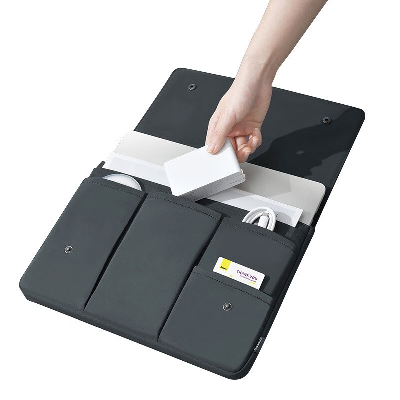 【直发】笔记本内胆包多隔层手拿ipad收纳包防水翻盖电脑包pro131 黑色(1个装) 13寸