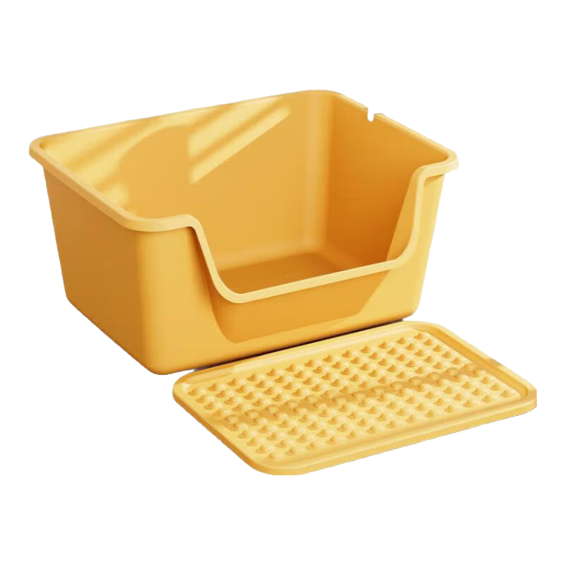 【送猫砂铲】猫砂盆大号浴缸式半封闭防外溅防带砂猫厕所猫咪用品 黄色超大号