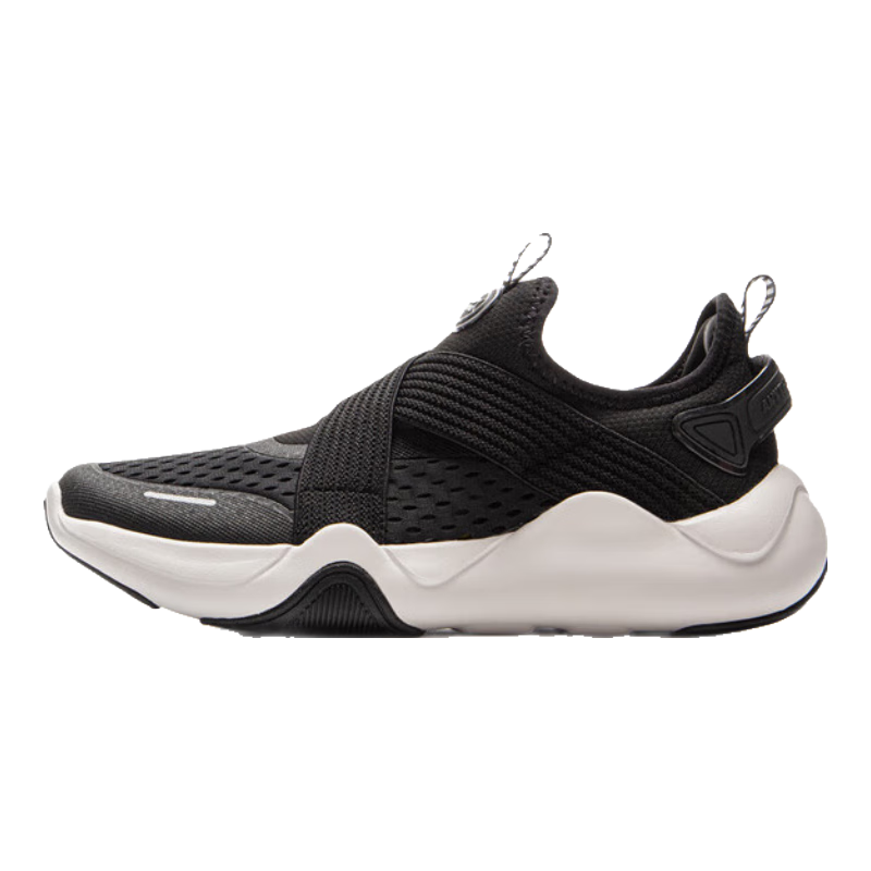 李宁童鞋儿童运动鞋男女大童夏季款透气减震回弹一脚蹬休闲鞋YKCV076 黑色-1 36