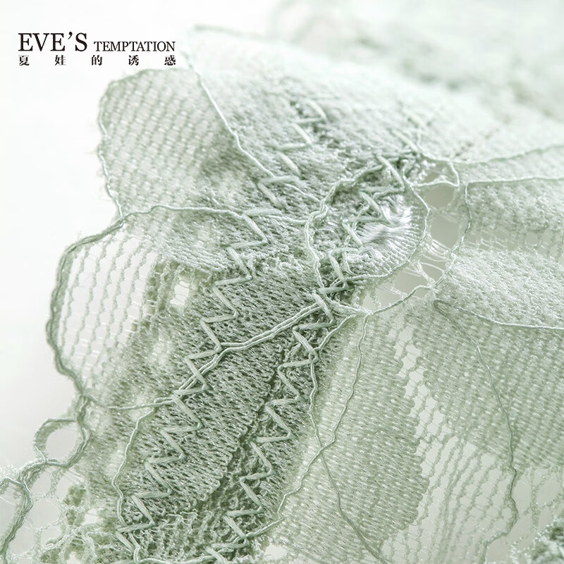 夏娃的诱惑绽放组深V性感蕾丝花边文胸大码薄款女士内衣钢圈围大胸显小胸罩 淡绿色 75B