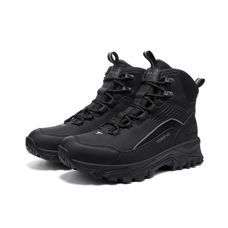 探路者（TOREAD）徒步鞋男2024秋冬新款户外运动防滑耐磨中高帮专业登山鞋女 黑色-男 44