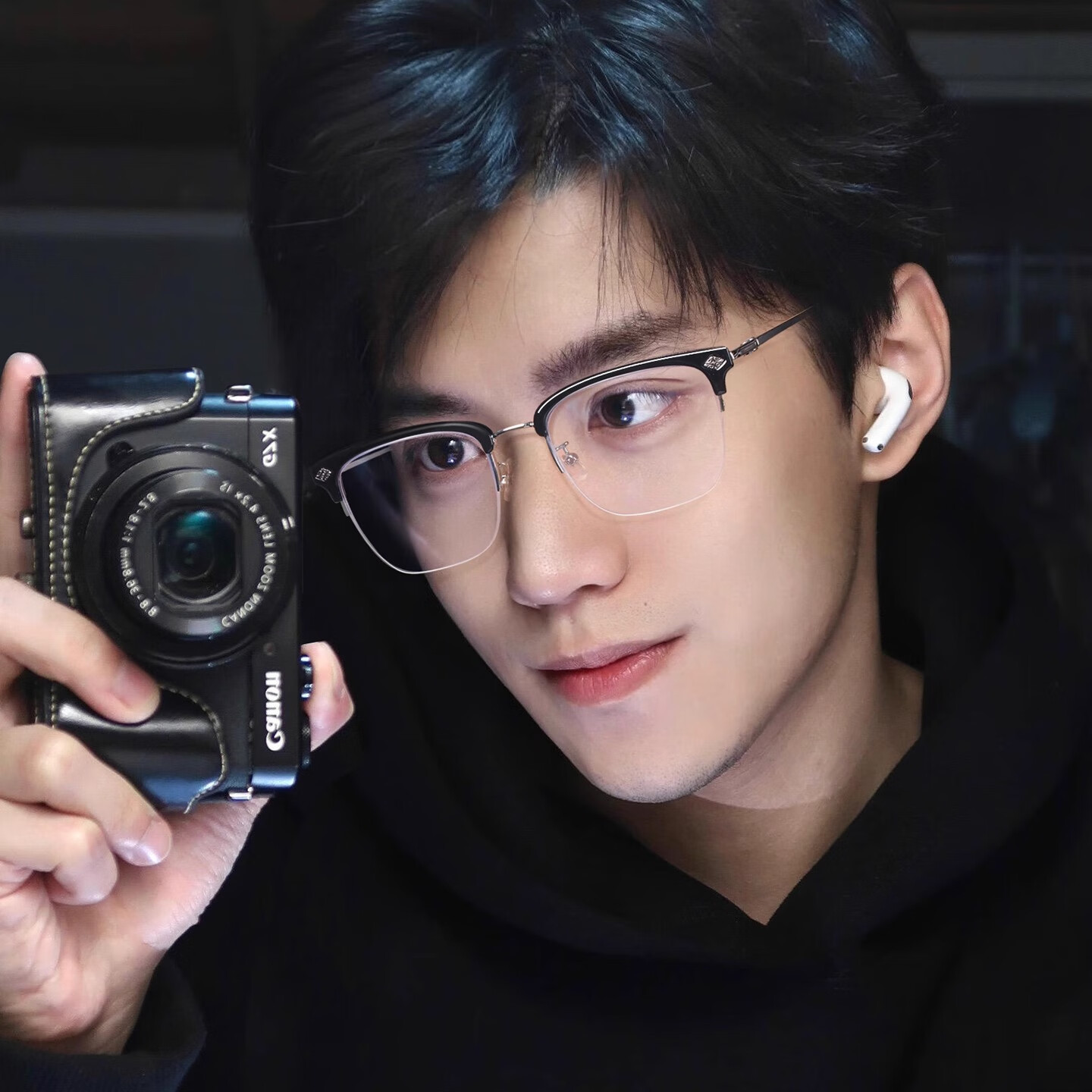 青年时代眉线半框眼镜近视防蓝光可配度数高级感斯文商务理工男方框镜架 银黑框 无度数【防蓝光镜片】