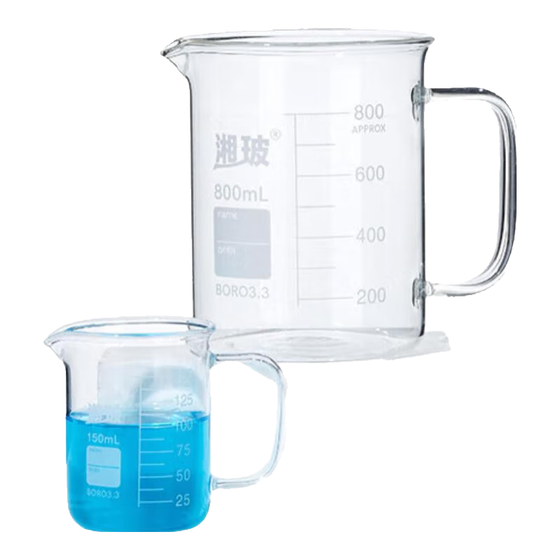 比克曼生物 湘玻帶柄玻璃燒杯耐高溫加厚高硼硅玻璃燒杯帶刻度量杯實(shí)驗(yàn)室燒杯500mL實(shí)驗(yàn)杯 50mL 1個(gè)