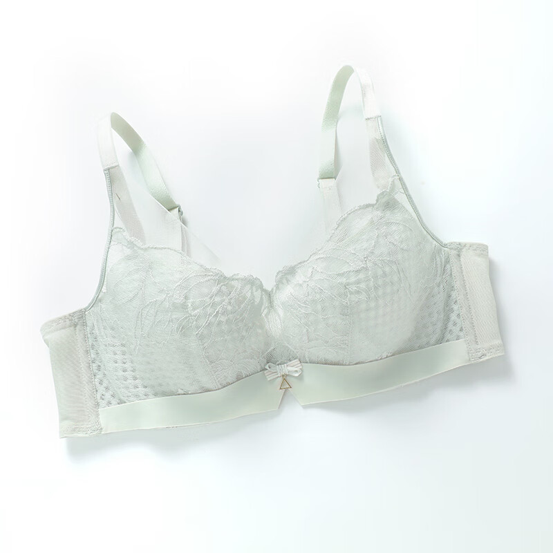 安莉芳【风巢杯】专柜新品蕾丝深v性感文胸女大胸显小内衣EB00820 灰绿色GYG 90D