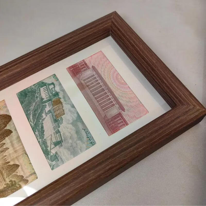 时尚百亿黑胡桃色相框多金摆台增运立式简约轻奢中式家居装饰品 胡桃色两个装不含钱币 100亿相框12*28cm