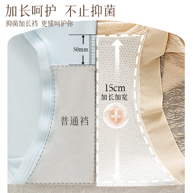 雅鹿内裤女冰丝薄款面膜裤中高腰夏季网纱蕾丝少女透气三角短裤性感 【升级款】白+粉+香槟+肤 80%的人选择 4条 XL 【115-130斤 】 舒适中腰