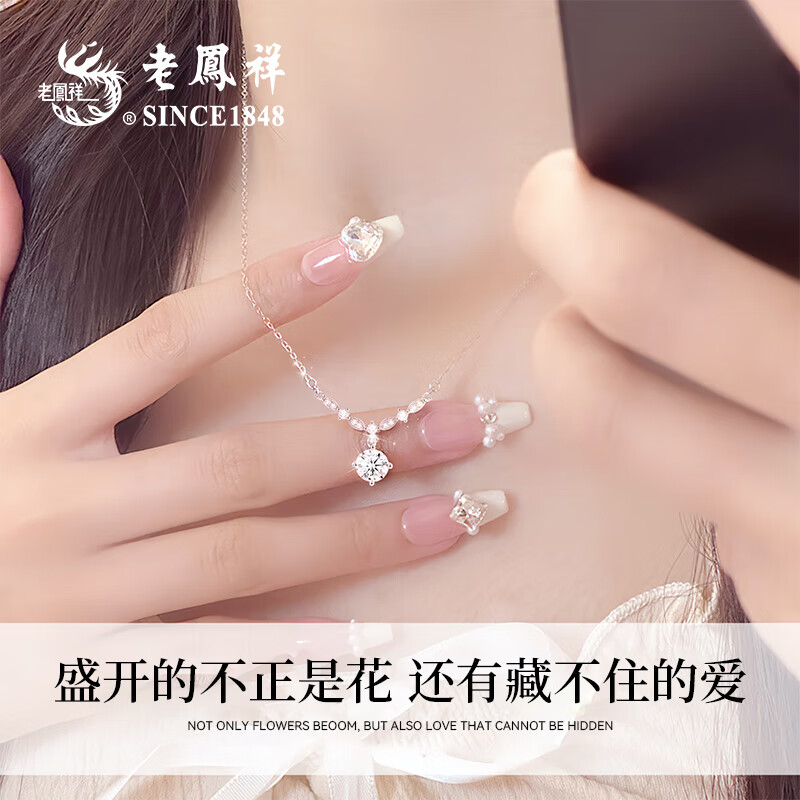 老凤祥银项链女2025新款吊坠七夕情人节生日礼物送女朋友老婆实用首饰品 紫藤花开项链【品牌礼盒】