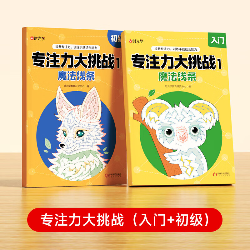 【时光学】专注力大挑战魔法线条训练手脑结合能力逐步进阶训练开发提升思维专注力书儿童迷宫魔线线条连线画本绘本绘画书 【2本入门+初级】专注力大挑战