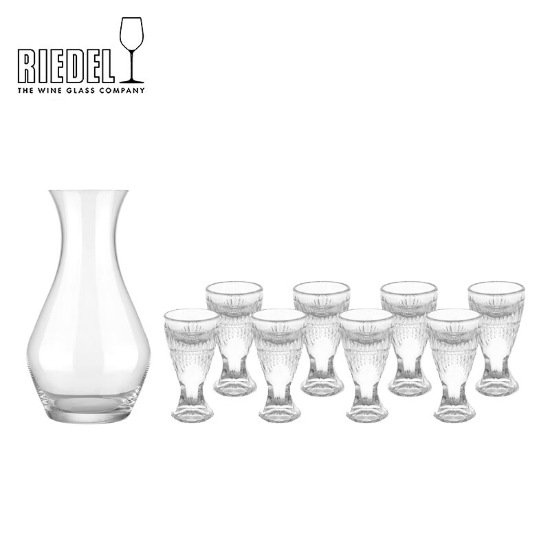 醴鐸奧地利RIEDEL水晶白酒杯分酒器套裝禮盒烈酒杯高顏值送禮 白酒分酒壺+白酒杯8支套裝【高定