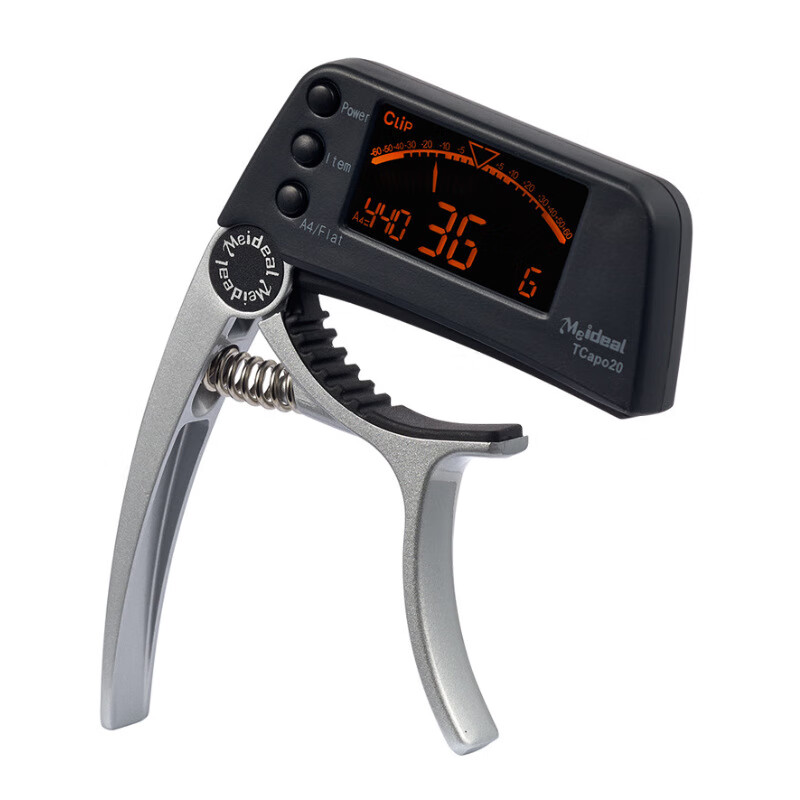 美妙斯(Meideal)民謠吉他二合一調音器變調夾 鋅合金變調夾校音器吉他配件 銀色