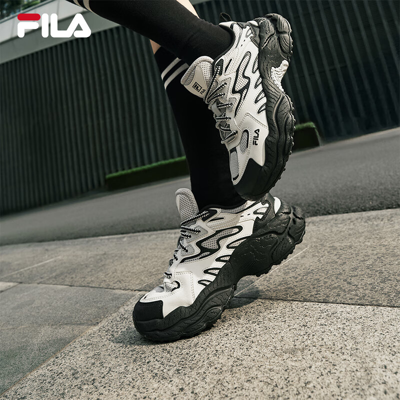 斐乐（FILA）官方女鞋蕨草老爹鞋运动鞋鞋子厚底休闲鞋 雪白/藕灰-CF 37.5