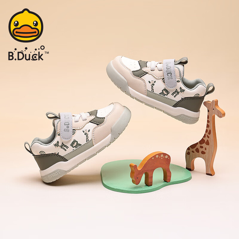 B.Duck小黄鸭童鞋宝宝鞋子春秋季软底学步鞋软底室内防滑婴儿鞋男女童鞋 米绿 26 码 适合脚长15.8-16.3cm