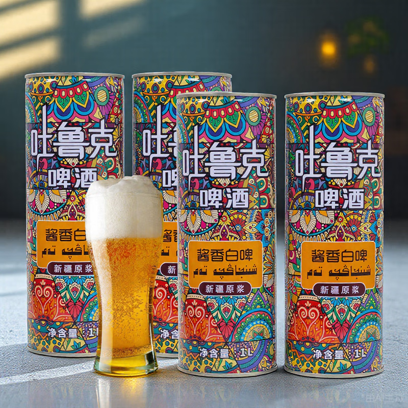 吐鲁克酱香白啤酒1l罐装中式国产风味12