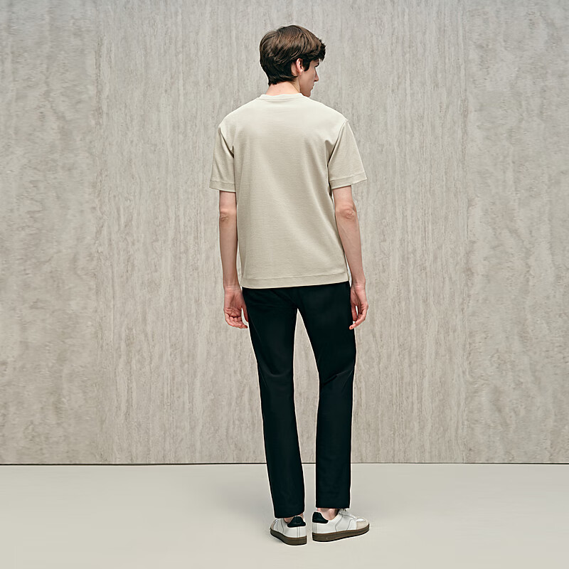 汉麻世家(HANP)/汉麻世家25春夏男士短袖澳棉华夫格弹力色百搭圆领T恤男 蜜合色 S