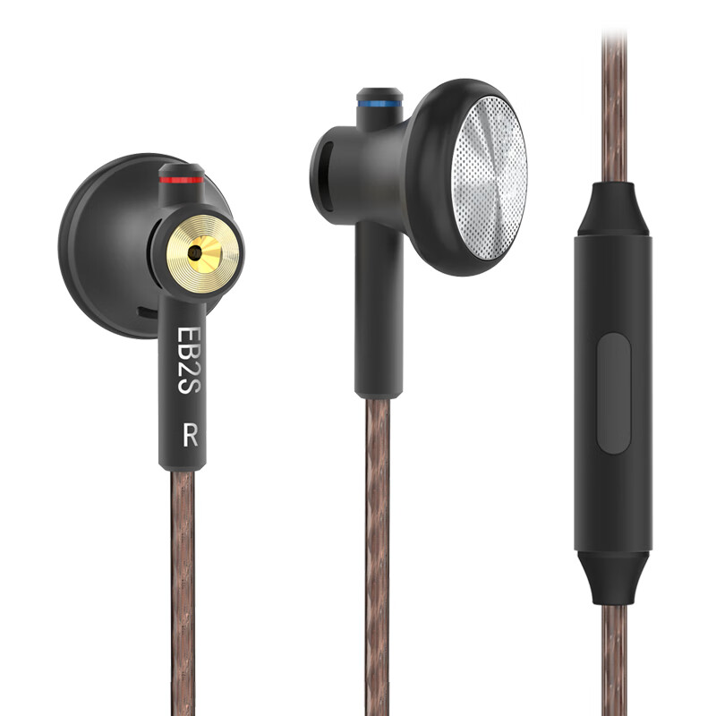 NICEHCK EB2S平头塞伊酱HiFi发烧耳机LCP振膜动圈有线线控低音流行人声古典原道耳机 EB2S黑色带麦 3.5mm