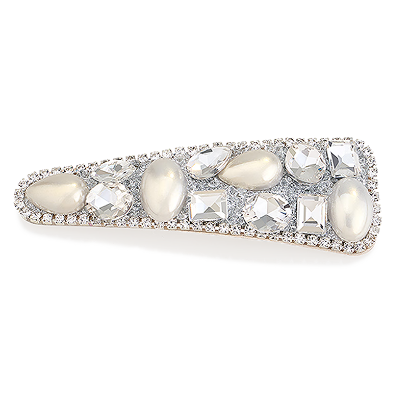 阿吉豆發(fā)飾女款時尚閃耀水晶鴨嘴夾百搭劉海夾生日禮物 銀色 1個