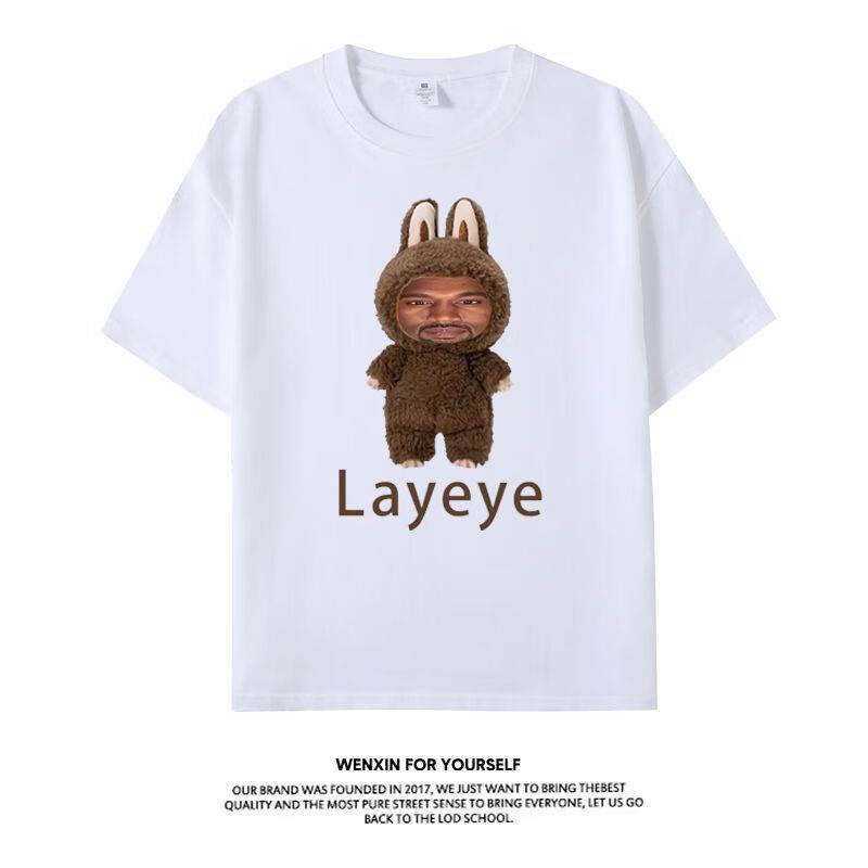 皇古迪恶搞kanye侃爷演唱会layeye创意同款周边短袖T恤男女应援纯棉衣服 白色一 2XL